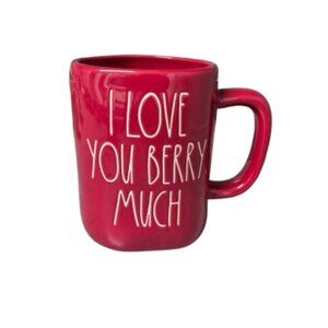 Rae Dunn " I Love You Berry Much"  Red Coffee Tea Mug Cup